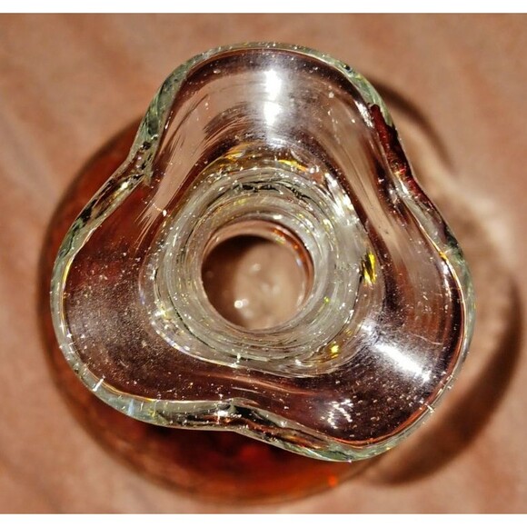 MCM Rainbow Blenko Cranberry Crackle Glass Decanter Missing Stopper Vintage - Picture 5 of 11